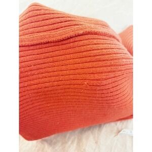 Ribbed Turtleneck Sweater Women's Medium Coral Burnt Orange Knit Heavy Cozy